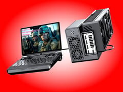 Устройство Win Max 3, подключенное к док-станции GPD G2 с внешним графическим процессором.