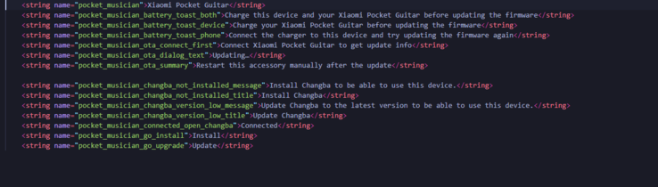 Текстовые фрагменты, указывающие на то, что для работы Xiaomi Pocket Guitar требуется сопряжение с приложением Changba