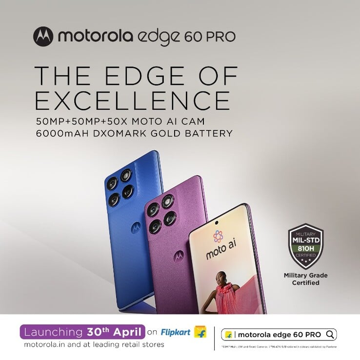 Новый рекламный плакат Edge 60 Pro. (Источник: Motorola IN)