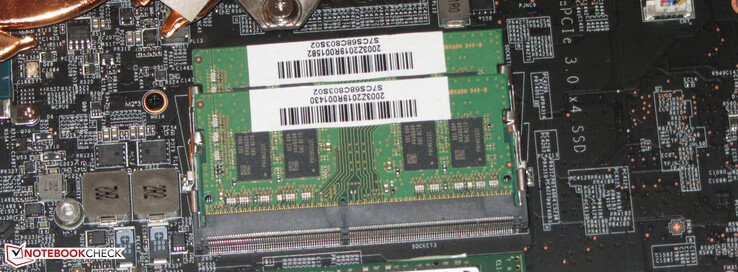 There are two memory slots available. Memory runs in dual-channel mode.