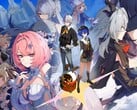 Актерский состав Zenless Zone Zero Version 3.0 с плавающим городом Роскаэлифер на заднем плане.