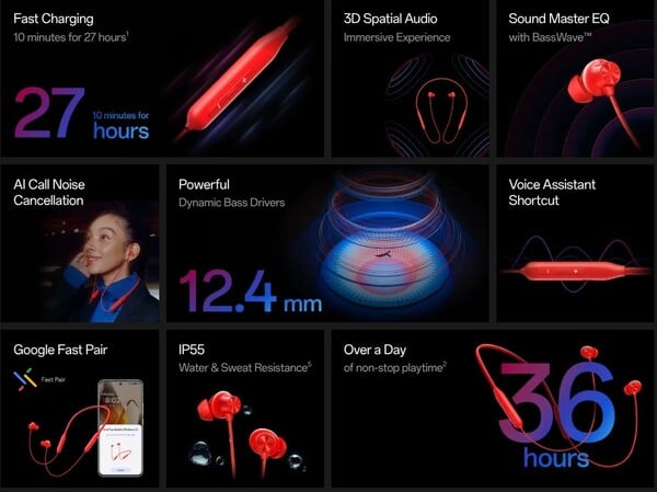 OnePlus Bullets Wireless Z3 имеет пространственное аудио и четыре предустановки звука. (Источник изображения: OnePlus)