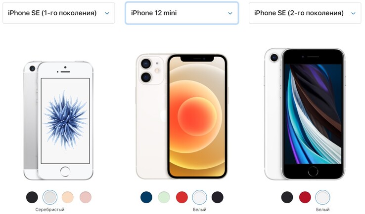 Цветовые опции для самых маленьких iPhone (Изображение: Apple)