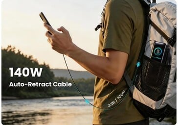 Podix PR70 оснащён встроенным выдвижным кабелем USB-C