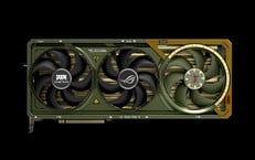 ROG Astral GeForce RTX 5080 выпускается в зеленом и золотом цветах, как наряд Истребителя Судьбы. (Источник изображения: Asus/Bethesda
