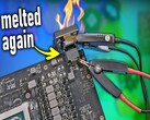 RTX 4090 с расплавленным 12-вольтовым аккумулятором (Источник изображения: YouTube-канал Der8auer)