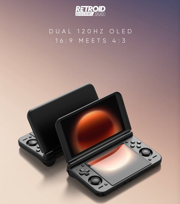 Retroid Pocket Duo оснащён двумя дисплеями с частотой обновления 120 Гц.