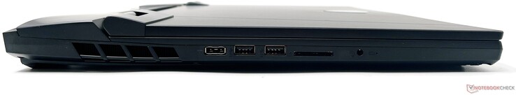 Левая сторона: разъем питания, 2x USB 3.2 Gen2 Type-A, картридер, аудио разъемй