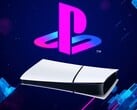 Цифровая консоль PS5 располагается горизонтально под логотипом PlayStation