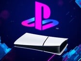 Цифровая консоль PS5 располагается горизонтально под логотипом PlayStation