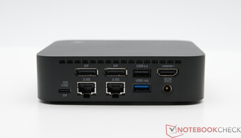 Задняя часть: USB TypeC 40 Гбит/с с DisplayPort, 2x LAN 2.5G, 2x DisplayPort, USB 2.0, USB TypeA 10 Гбит/с HDMI, вход DC
