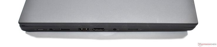 Левая сторона: 2x Thunderbolt 4, miniEthernet, USB A 3.1 Gen 1, HDMI 2.0, 3.5mm audio, microSD