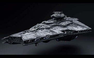 Наше эталонное изображение корабля, построенного из кубиков, — SHIP-001, скриншот из нашего первого видео