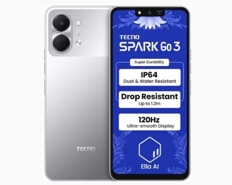 Смартфон Tecno Spark Go 3 оснащен 6,74-дюймовым ЖК-дисплеем (Источник изображения: Tecno)