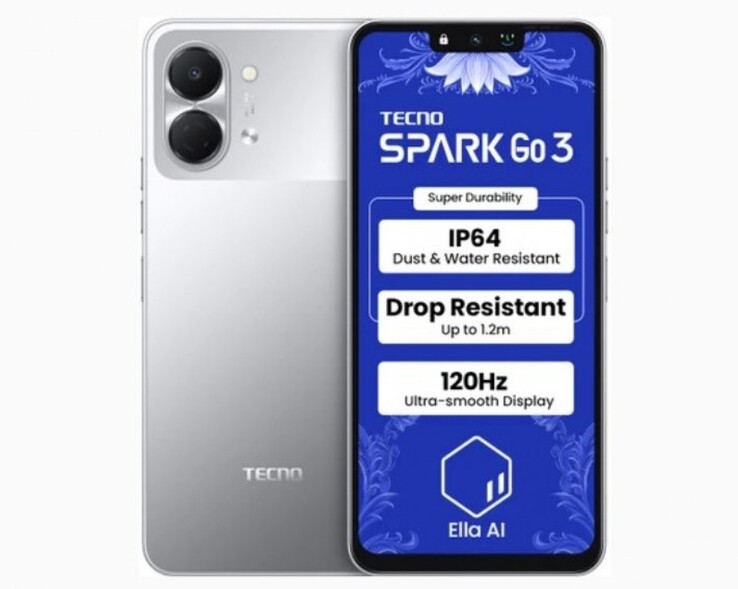 Смартфон Tecno Spark Go 3 оснащен 6,74-дюймовым ЖК-дисплеем (Источник изображения: Tecno)