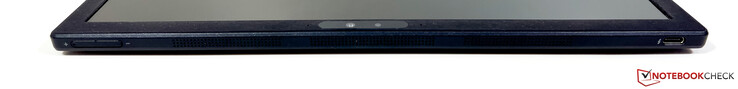 Левая грань: клавиши регулировки громкости, USB-C 4.0 (Thunderbolt 4 40 Гбит/с, DisplayPort ALT mode 1.4, Power Delivery)