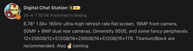 Утечка технических характеристик потенциального OnePlus Ace 6 Ultra.