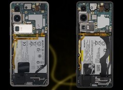Sony Xperia 1 VI (L) и Xperia 1 V (R) показывают, сколько места занимает аккумулятор. (Источник изображения: WekiHome/Unsplash - отредактировано)