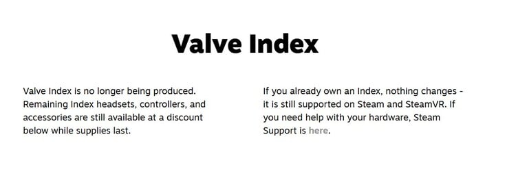 Обновление информации о Valve Index.