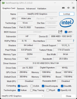 GPU-Z: Intel UHD Graphics (Alder Lake, 64 EU)
