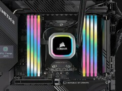 Память Corsair Vengeance RGB Pro SL DDR4 показана в материнской плате (Источник изображения: Corsair)