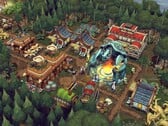 Изображение, на котором видны здания из игры «Against the Storm», которая в настоящее время продаётся на Steam со скидкой 70 %.