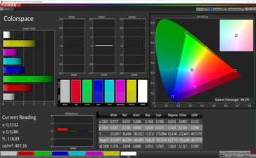 CalMAN: Colour Space - автоматический контраст, теплая цветовая температура, DCI P3