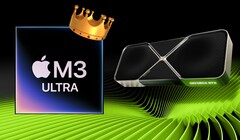 Apple M3 Ultra SoC сияет в первых результатах GFXBench, обмениваясь ударами с high-end настольными GPU от Nvidia и AMD. (Источник изображения: Apple, Nvidia, отредактировано)