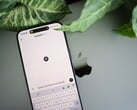 Смартфон с запущенным приложением ChatGPT, лежащий на ноутбуке рядом с листьями растения