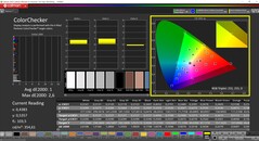 CalMAN ColorChecker (профиль: P3, целевое цветовое пространство: P3)