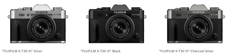 Беззеркальная цифровая камера Fujifilm X-T30 III выпускается в трех цветах. (Источник изображения: Fujifilm)