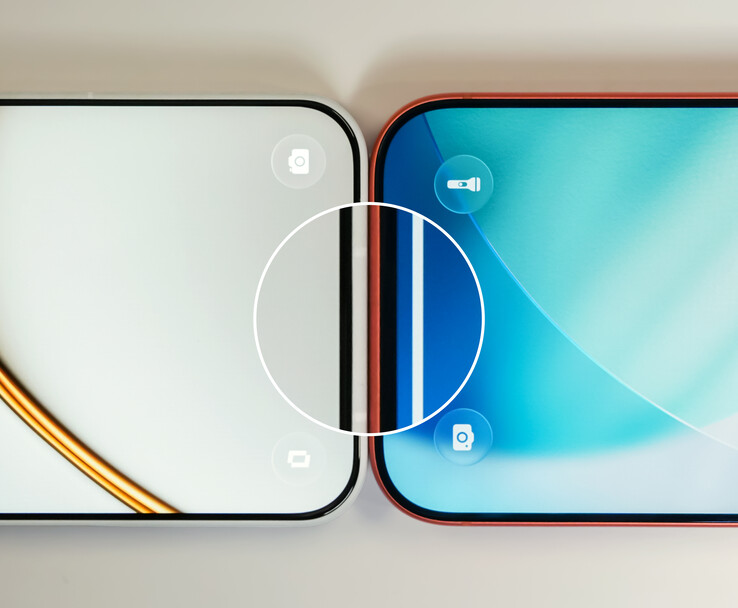 Сравнение безелей OnePlus 15T крупным планом.