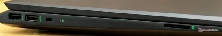 Левая сторона: 2x USB 3.0 (Gen 1) Type-A, замок Kensington, индикатор активности жесткого диска, картридер