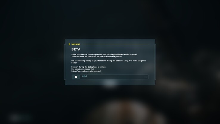 Предупреждающий экран бета-версии подтверждает, что это сборка, находящаяся в процессе разработки и не отражающая окончательного качеств