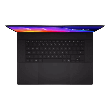 Asus ProArt P16: вид сзади и вид клавиатуры (черный цвет)