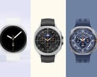 Три готовящихся к выпуску Galaxy Watch от Samsung изображены рядом друг с другом. (Источник изображения: через Evan Blass - отредактировано)