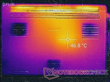 Нагрев под нагрузкой, днище ноутбука