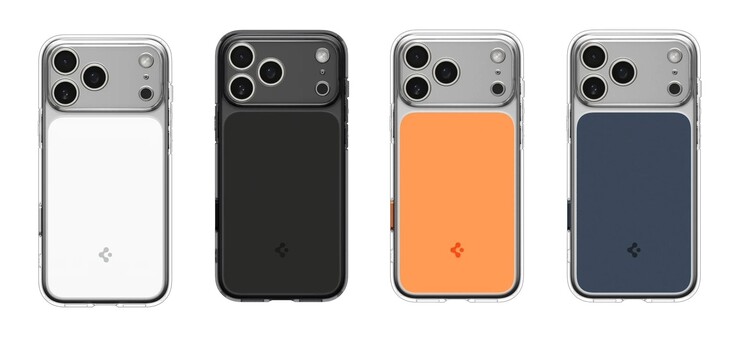 Ultra Hybrid T предлагается в трех цветовых вариантах, соответствующих iPhone 17 Pro (Max), плюс дополнительный черный вариант. (Источник изображения: Spigen, отредактировано)