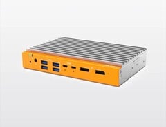 Безвентиляторный мини-ПК OnLogic Helix 320 может оснащаться процессором Intel с числом ядер до 8 и имеет алюминиевый корпус серебристого цвета с оранжевой передней панелью