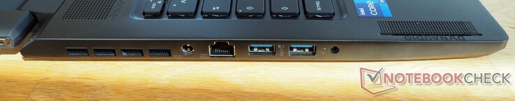 Левая сторона: разъем питания, LAN, 2x USB-A 3.2 Gen 2, аудио разъем