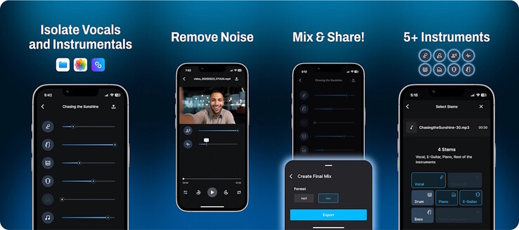 Gaudio Studio использует GSEP AI для устранения фонового шума или разделения вокала и инструментов на смартфонах. (Источник изображения: Gaudio Lab)