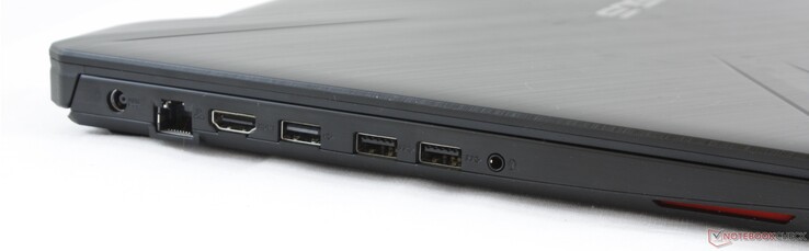Левая сторона: разъем питания, гигабитный Ethernet, HDMI 2.0, USB 2.0 Type-A, 2x USB Type-A 3.1 Gen. 1, комбинированный аудио разъем