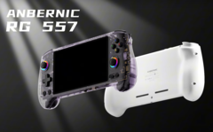 Игровой карманный компьютер Anbernic RG 557 будет доступен в двух цветах - фиолетовом и белом. (Источник изображения: Anbernic)