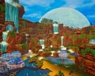 Изображение, на котором показана база в игре «The Planet Crafter», которая в настоящее время продаётся со скидкой 50 % в Steam.