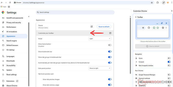 Настройте панель инструментов Chrome (Источник изображения: Antony Muchiri)