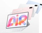 Стоимость MatePad Air 2026 в ЕС начинается от 799 евро. На фотографии: рекламное изображение, демонстрирующее различные цвета и клавиатуру в качестве аксессуара.
