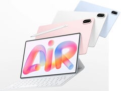 Стоимость MatePad Air 2026 в ЕС начинается от 799 евро. На фотографии: рекламное изображение, демонстрирующее различные цвета и клавиатуру в качестве аксессуара.