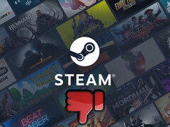 Фон Steam с символом &quot;большой палец вниз&quot; внизу (Источник изображения: Valve с правками)