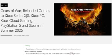Xbox Wire Анонс Gears of War: Reloaded (Источник изображения: Xbox Wire)