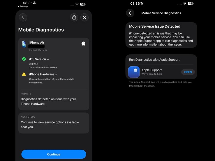 Скриншоты, предоставленные 'itstheskylion', показывают проблемы с мобильным сервисом.